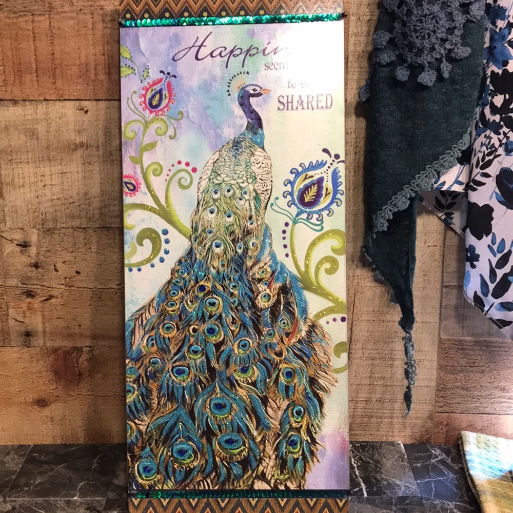 Peacock wall hanging